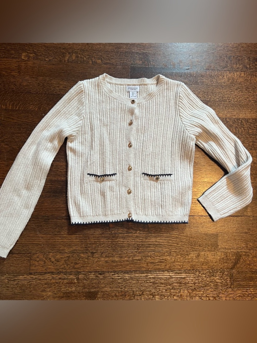 Song of style by Aimee Song cream with blue trim sweater size small